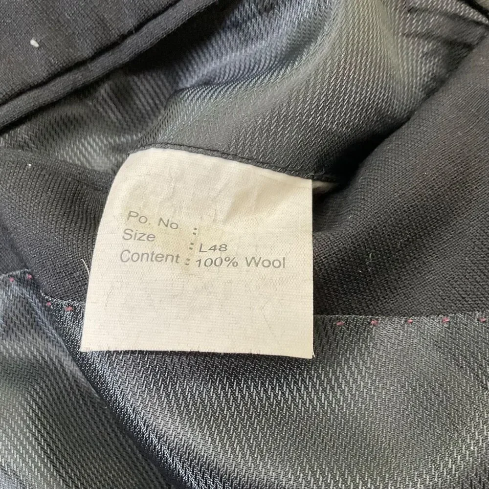 Gianco Polo  Blazer Mens 48L Super 140s Wool Suit Jacket Only Black 3 Button
